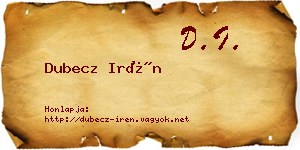 Dubecz Irén névjegykártya